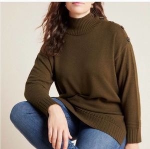 Anthropologie Margarita Hunter Green Long Sleeve Knit Sweater Size Small